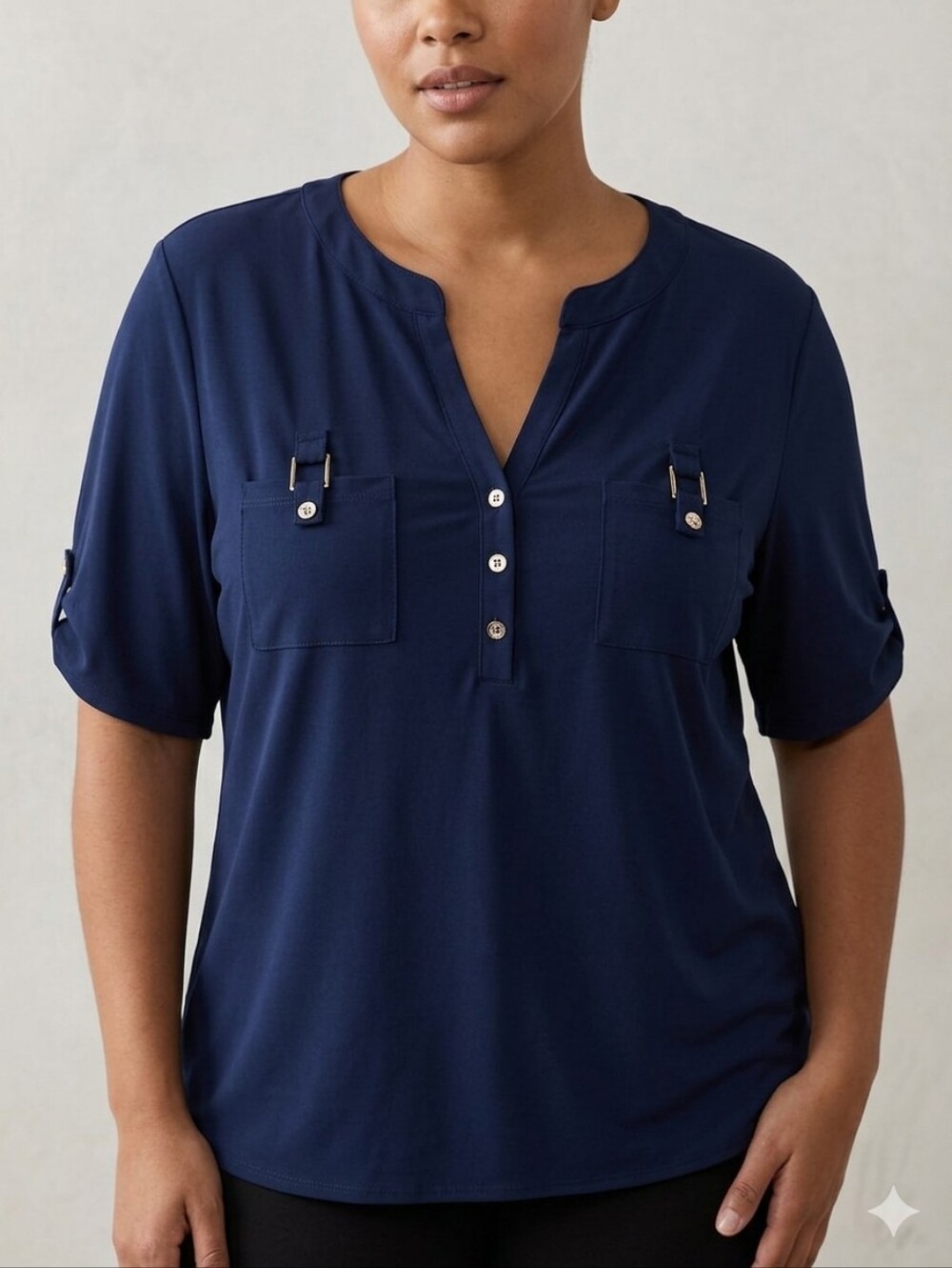 Per Seption Women TJ Maxx Navy Blue Business Casual Blouse for Work